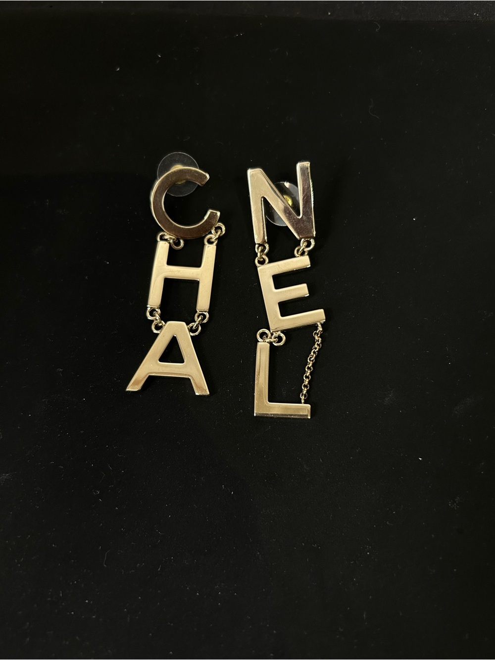 Chanel Gold Letter Drop Earrings - CHANEL Style